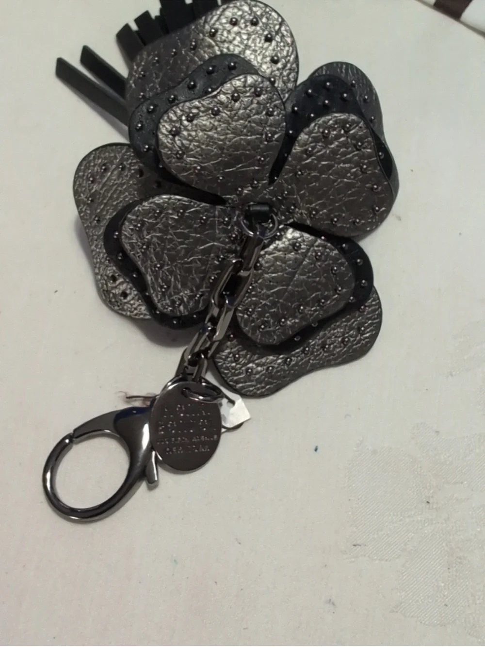 Henri Bendel NWT Rare BLOSSOMS Metallic Leather And Studded Flower Bag Charm 🔥